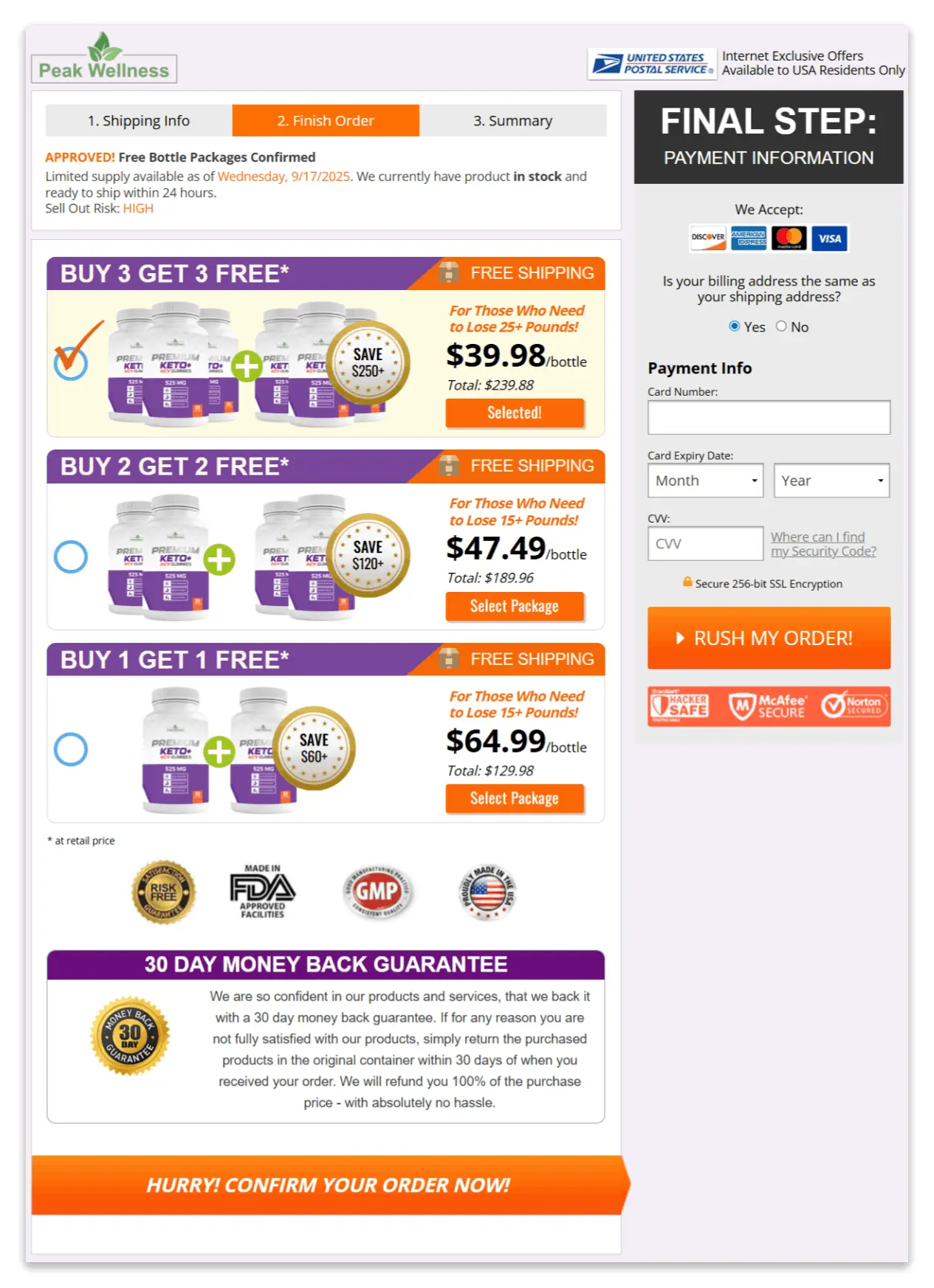 Premium Keto Secure Checkout Page